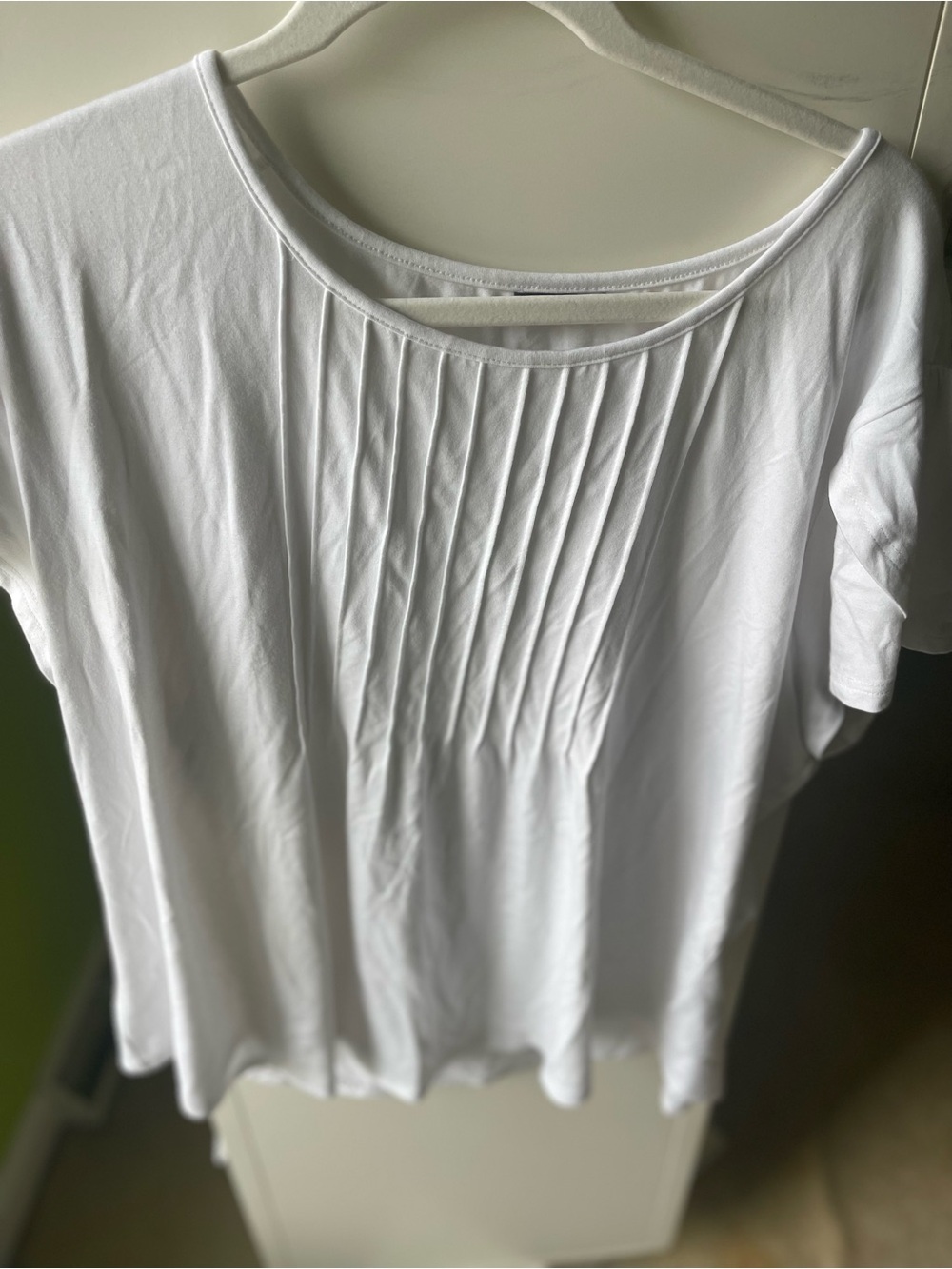 Classic White Pleated Front Women’s Top